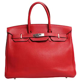 Rote Birkin 35 Tasche aus Clemence-Leder von 2012 - Hermès