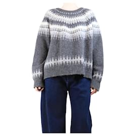 Dunkelgrauer Fairisle-Pullover - Größe L - Nili Lotan