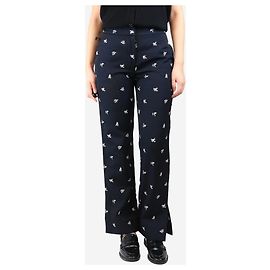 Erdem Pantalones jacquard florales azul marino - talla UK 10