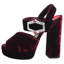 Prada Tacchi in velluto bordeaux con fibbia di diamanti - taglia EU 36 (UK 3)