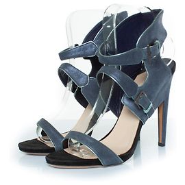 Sandali con cinturino in pelle grigia e nera di Nicholas Kirkwood