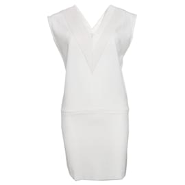 IRO weißes ärmelloses Kleid mit Lederbesatz