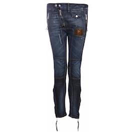 Dsquared2 blaue Patchwork-Bikerjeans.