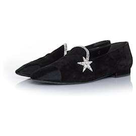 Schwarzer Wildleder-Sternkomet-Loafer von Chanel