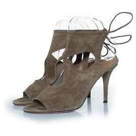 Sexy Cutout-Suede-Sandalen in Kakhi von Aquazzura
