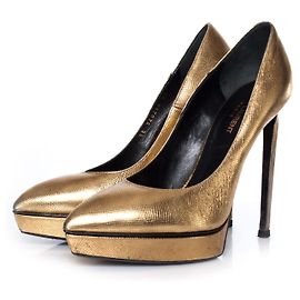 Sapato de plataforma dourado Saint Laurent