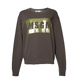 Sudadera MSGM verde con logo en caja y estampado metálico - Msgm