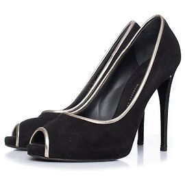 Décolleté peep toe in suede nero Giuseppe Zanotti