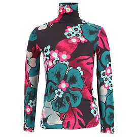 Top de cuello alto con estampado floral Dries Van Noten en rayón multicolor de manga larga