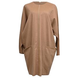 Vestido midi de manga larga Max Mara con bolsillos en lana camel marrón