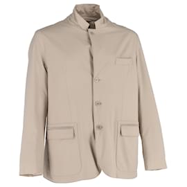 Veste simple boutonnée Roadster Loro Piana avec poches en nylon beige
