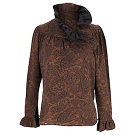 Kenzo Bluse aus brauner Wolle mit Paisley-Druck