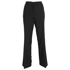 Hoch taillierte, ausgestellte Hosen aus schwarzer Wolle von Alexander Mcqueen