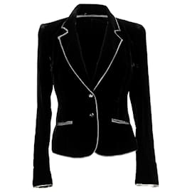 Blazer de un solo botón con bolsillos en terciopelo negro - Azzaro
