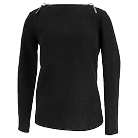 Schwarzer Wollpullover mit Reißverschlussdetails an der Schulter von Marni