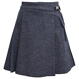 Falda corta plisada Dior en algodón azul marino