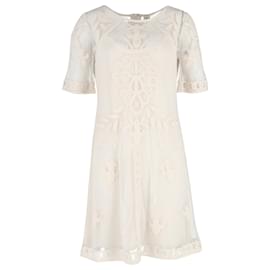 Temperley London Mesh-Kleid in knielanger Länge aus weißem Polyester