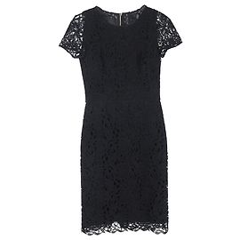 Vestido midi de poliéster negro con detalles de encaje bordado de Burberry Prorsum