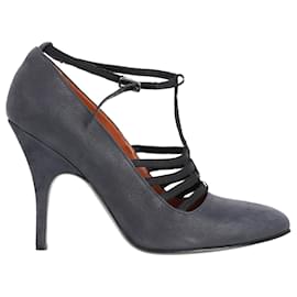 Strappy Pumps aus dunkelgrauem Leder von Lanvin