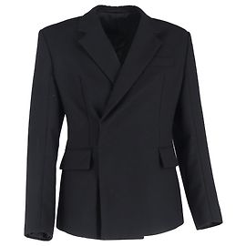 Blazer doppiopetto nascosto di Prada con tasche in lana nera