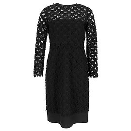 Valentino Garavani Vestido midi de algodón negro con patrón de encaje Valentino