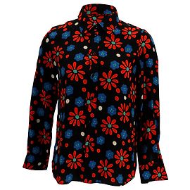 Camicia in crepe stampata floreale Saint Laurent in viscosa nera