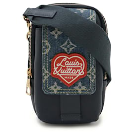 Borsa Doppia per Telefono in Denim Monogram Louis Vuitton