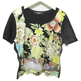 LEONARD Flower Print Knit Short Sleeve Summer Sweater - Autre Marque