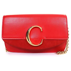 Borsa a spalla in pelle scamosciata con logo C di Chloe - Chloé