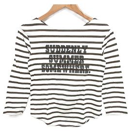 Autre Marque T-shirt in cotone con scollo a barca e maniche 3/4 Madisonblue