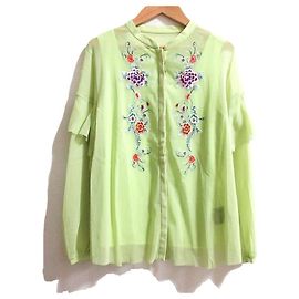 Autre Marque Shirt aus Power-Net mit Blumenstickerei VIVIENNE TAM