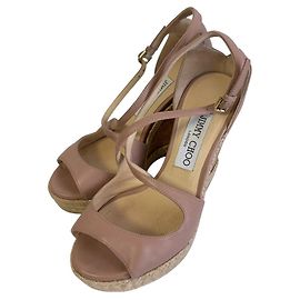 Jimmy Choo Leder Wedge Sandalen