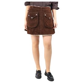 Maison Martin Margiela Brauner Shearling-Minirock - Größe UK 12
