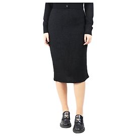 Chanel Falda midi de mezcla de lana negra - talla UK 10