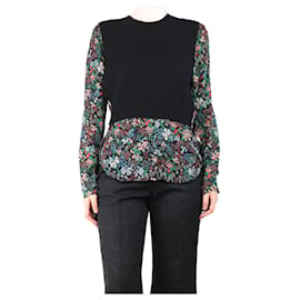 Jersey floral de cachemira y seda negra - talla M - Veronica Beard