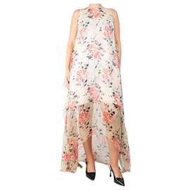 Loewe Vestido maxi de seda con estampado floral asimétrico en rosa y neutro - talla UK 10