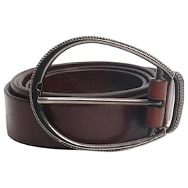 Brunello Cucinelli Cintura sottile in pelle marrone