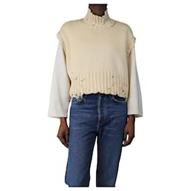 Cremiger, distressed Strickweste - Größe UK 8 - Marni