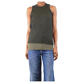 Sacai Top plissettato senza maniche in khaki a doppio strato - taglia UK 8