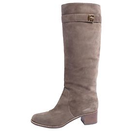 Sergio Rossi Botas de ante marrón hasta la rodilla - talla EU 38 (UK 5)
