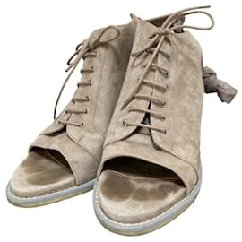 Autre Marque Sandali con tacco in suede con lacci Brunello Cucinelli