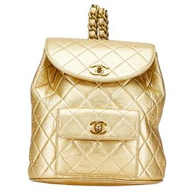 Chanel Coco Mark Matelassé Rucksack aus goldfarbigem Lammleder