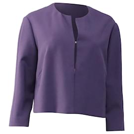 Hugo Boss Jileky Collarless Short Jacket in Purple Polyester