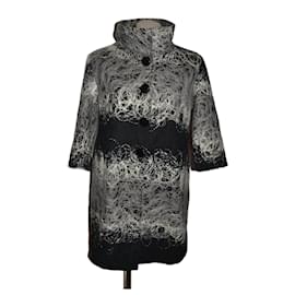 Cappotto Anna Sui in misto lana nero grigio taglia L