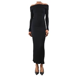 Simon Miller Schwarzes geripptes Maxikleid mit schulterfreiem Design - Größe XS