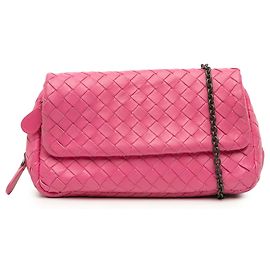 Bottega Veneta Mini Nappa Intrecciato Rosa Espandibile Chain Flap Crossbody