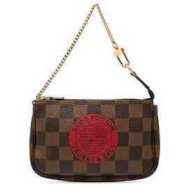 Mini Pochette Accessoires Louis Vuitton em Damier Ébène Marrom