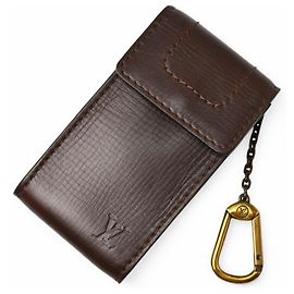 Chaveiro vintage Louis Vuitton em couro Utah marrom