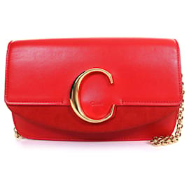 Borsa a Spalla in Pelle Suede Chloé C Logo