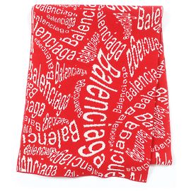 Sciarpa in lana vergine con stampa logo Balenciaga